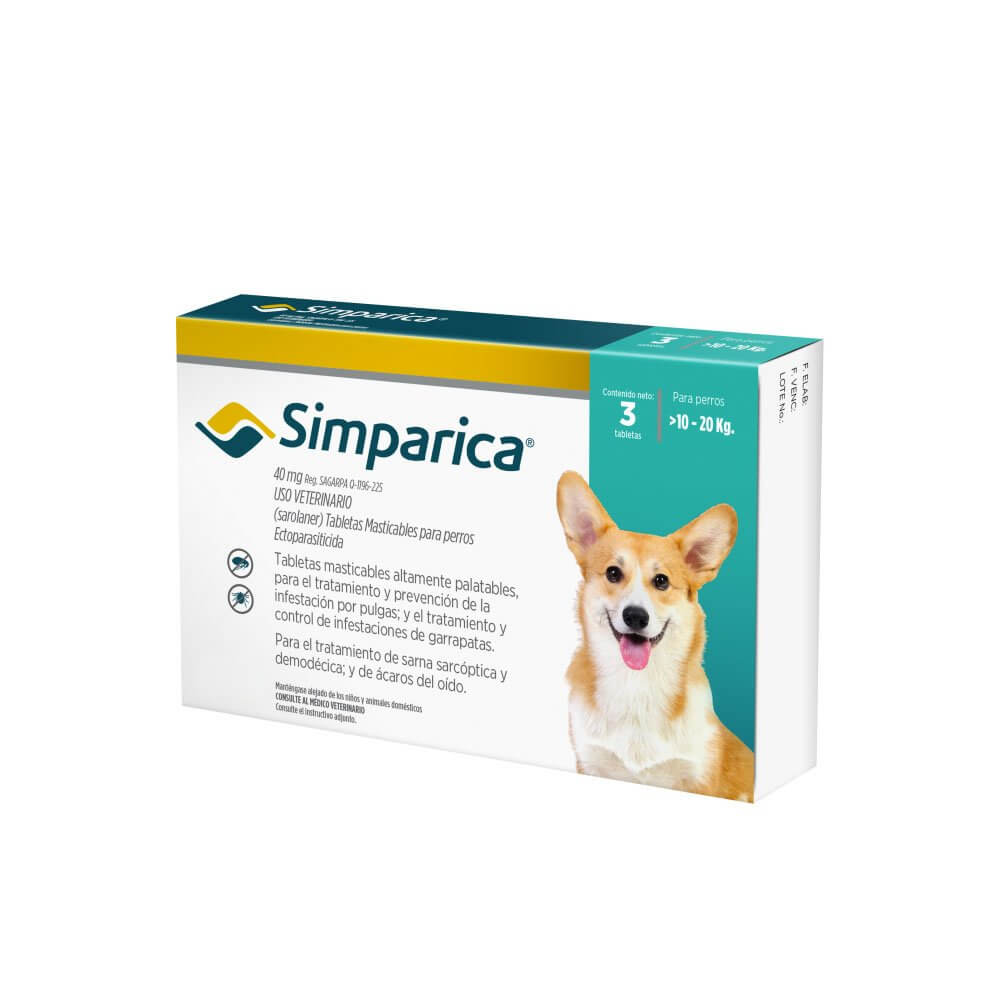 Simparica Perros 10 a 20 kg 3 Comprimidos